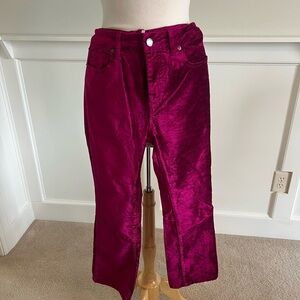 Dark hot pink free people crop velvet pants